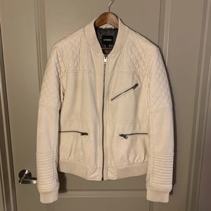 White leather quilted jacket